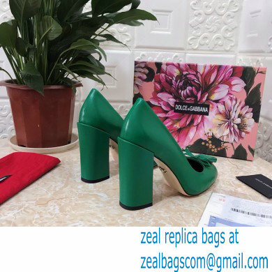 Dolce  &  Gabbana Block Heel 10.5cm Leather Sicily Pumps Green 2021